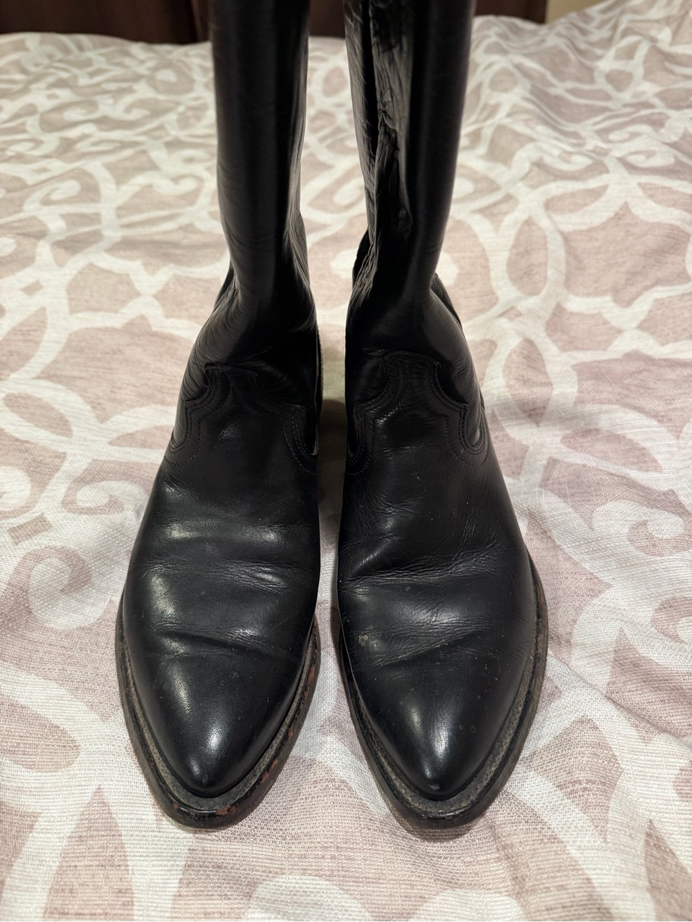 Men's Vintage Acme Circle Black Leather Pointed-Toe Boots 7 D EUC